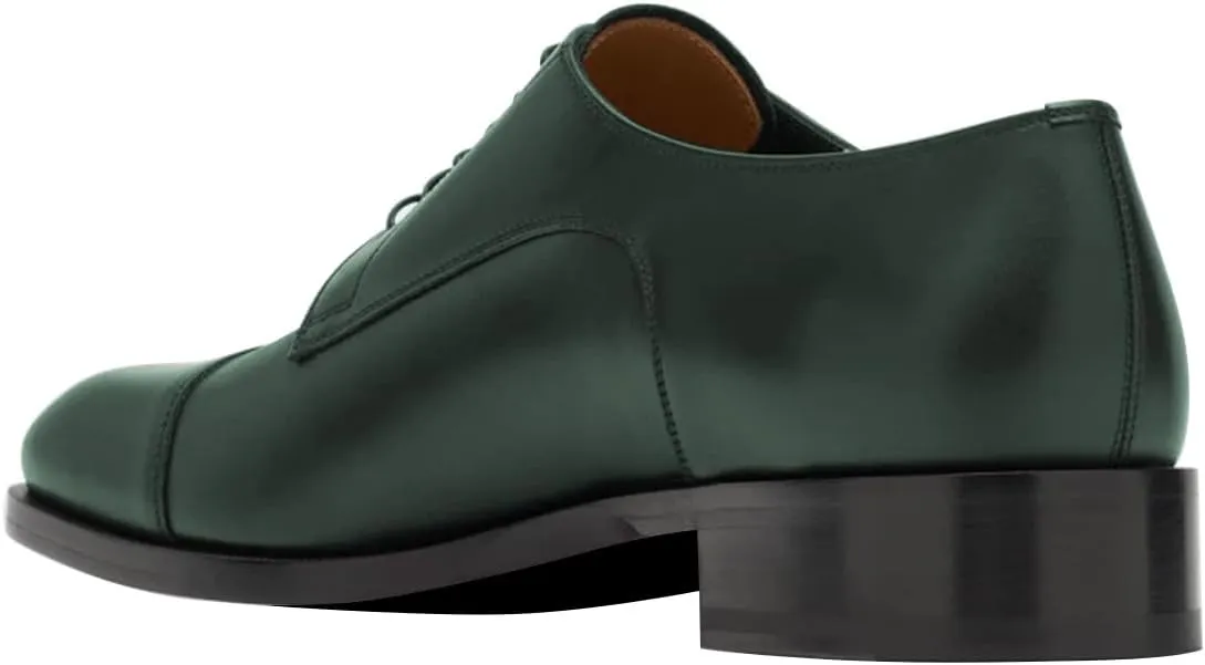 FSJ Men's Cap Toe Oxford Lace-up Low Stacked Heel Modern Wingtip Formal Business Casual Dress Shoes Size 4-16 US