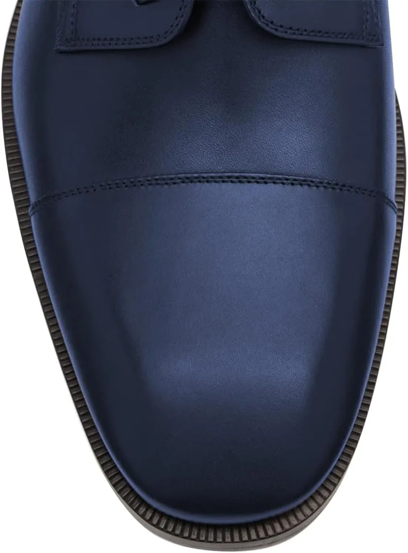 FSJ Men's Cap Toe Oxford Lace-up Low Stacked Heel Modern Wingtip Formal Business Casual Dress Shoes Size 4-16 US