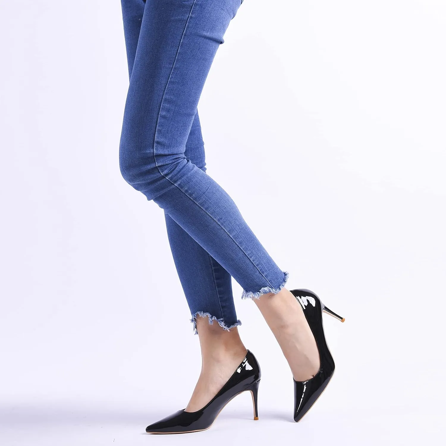 GENSHUO High Heels Pumps for Women Closed Toe 3 Inch Stillettos Heels Dress Shoes