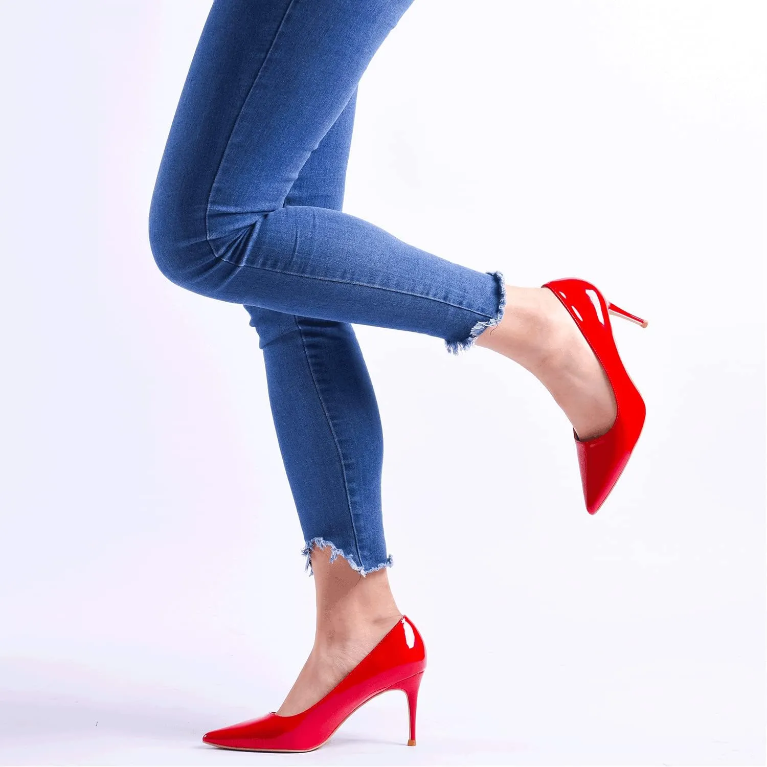 GENSHUO High Heels Pumps for Women Closed Toe 3 Inch Stillettos Heels Dress Shoes