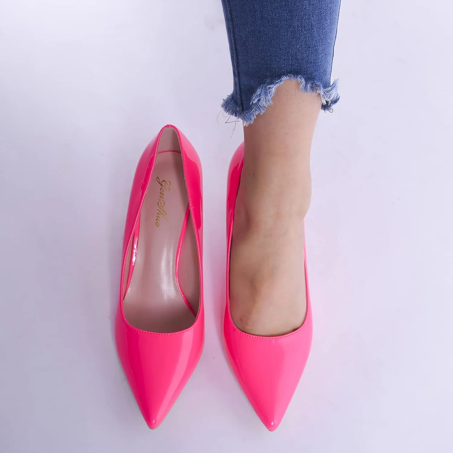 GENSHUO High Heels Pumps for Women Closed Toe 3 Inch Stillettos Heels Dress Shoes