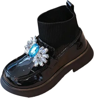 Girl Leather Loafers Comfortable Waterproof Slip On Shallow Mouth Round Toe Shoes Baby Lightweight Snow Ankle Boots