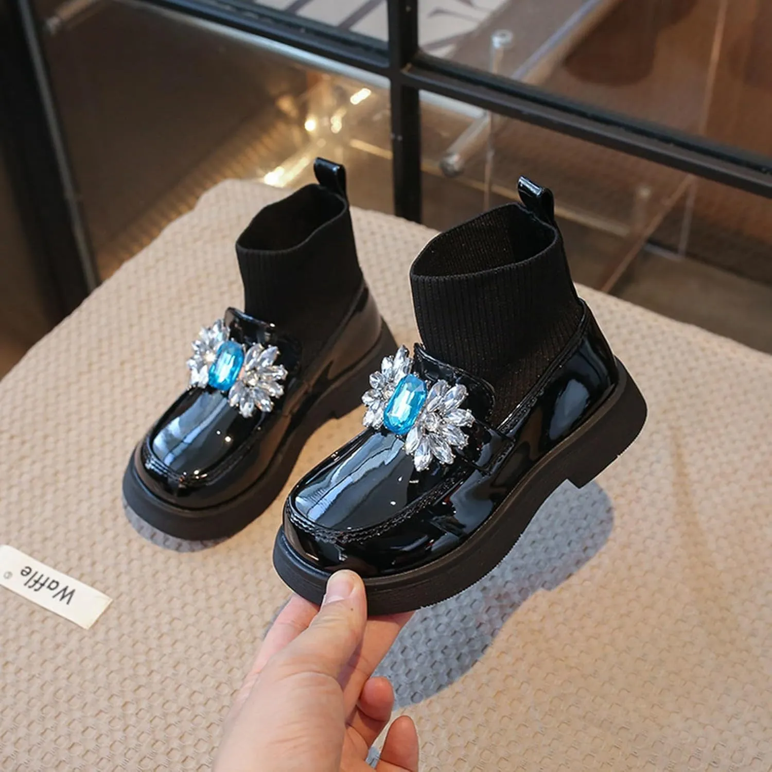 Girl Leather Loafers Comfortable Waterproof Slip On Shallow Mouth Round Toe Shoes Baby Lightweight Snow Ankle Boots