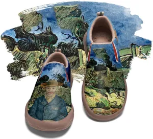 Hetios Women's Walking Travel Shoes Art Painted Casual Loafers Lightweight Comfort Slip On Microfiber Leather Sneakers