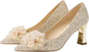 High Heels for Women Pumps Closed Pointed Toe Stiletto Heels Dress Wedding Shoes Comfortable Shiny Heels