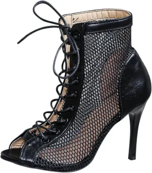 High Heels for Women Strappy Heels Classic Dress Sandals Open Toe Summer Booties Breathable Mesh Sandals