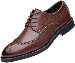 Italian Fashionable Business Office Shoes Men's Casual Dress Oxfords Shoes Lace-up Breathable Comfy Leather Shoes