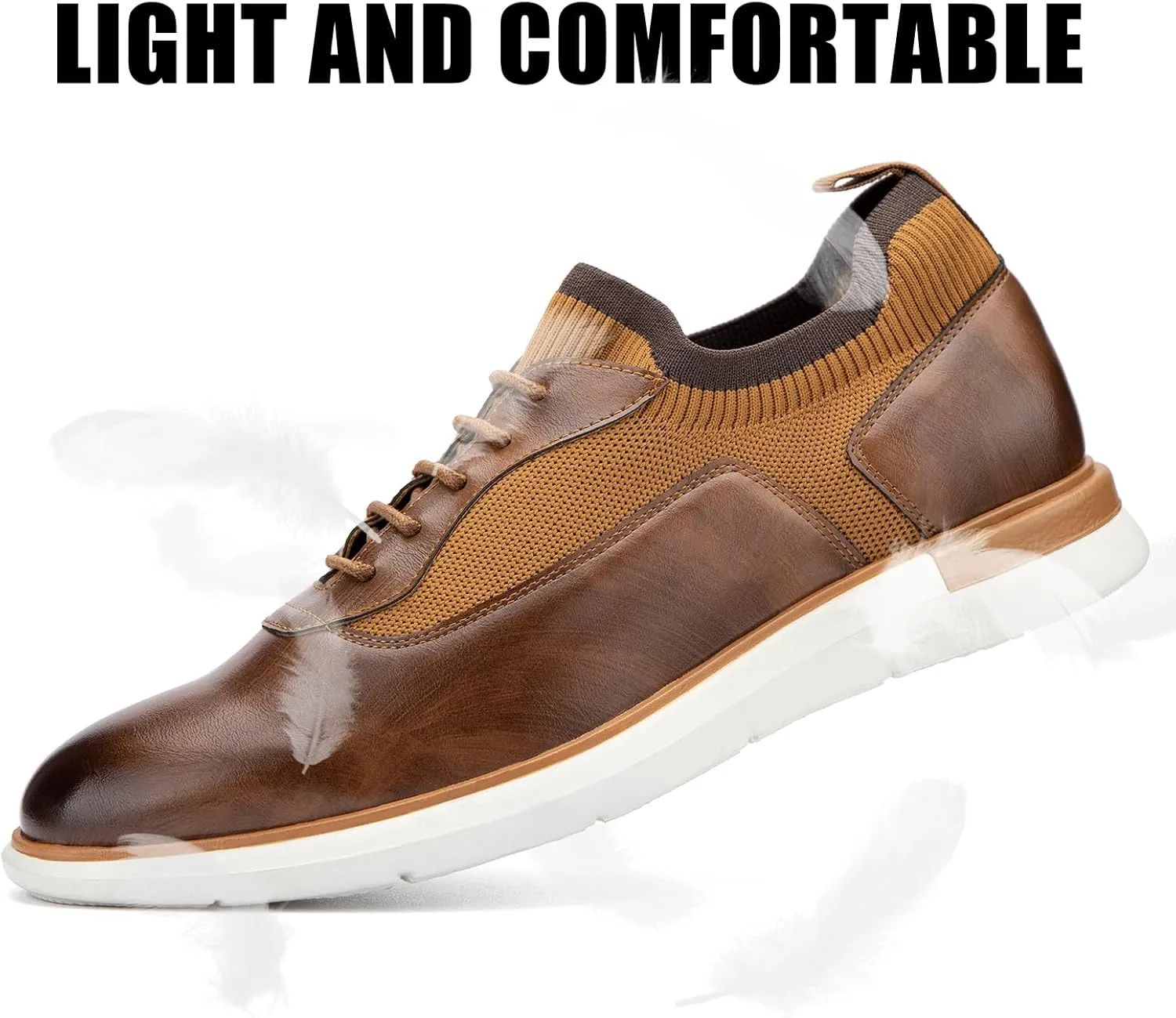 JITAI Men's Casual Oxford Dress Shoes Classic Modern Business Lace-up Wingtip Shoes