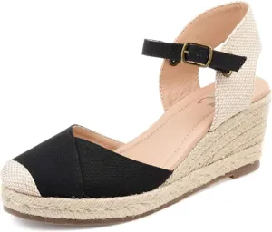 Journee Collection Women's Ashlyn Tru Comfort-Foam Wedge Heel Espadrille Sandals - Black