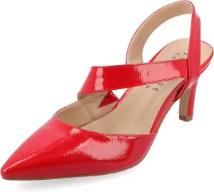 Journee Womens One Crossover Strap Stiletto Heel Pointed Toe Scarlett Comfort Foam Dress Pumps