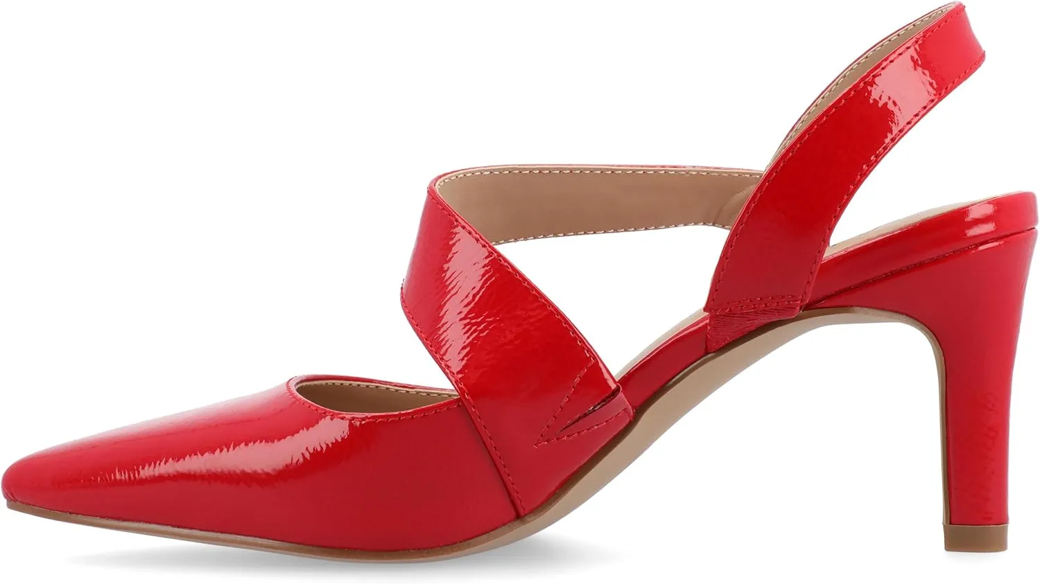 Journee Womens One Crossover Strap Stiletto Heel Pointed Toe Scarlett Comfort Foam Dress Pumps