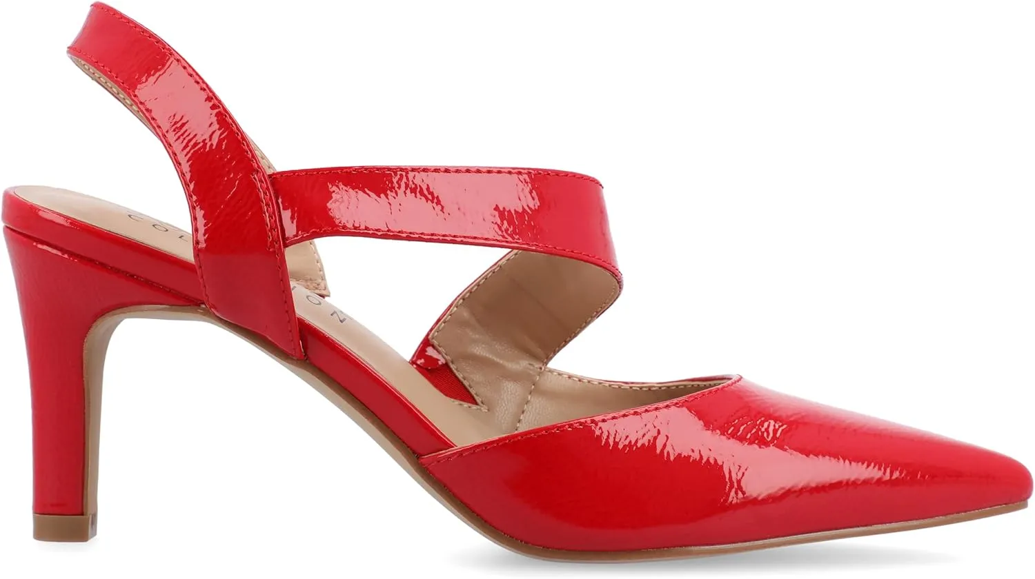Journee Womens One Crossover Strap Stiletto Heel Pointed Toe Scarlett Comfort Foam Dress Pumps