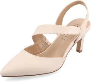 Journee Womens One Crossover Strap Stiletto Heel Pointed Toe Scarlett Comfort Foam Dress Pumps