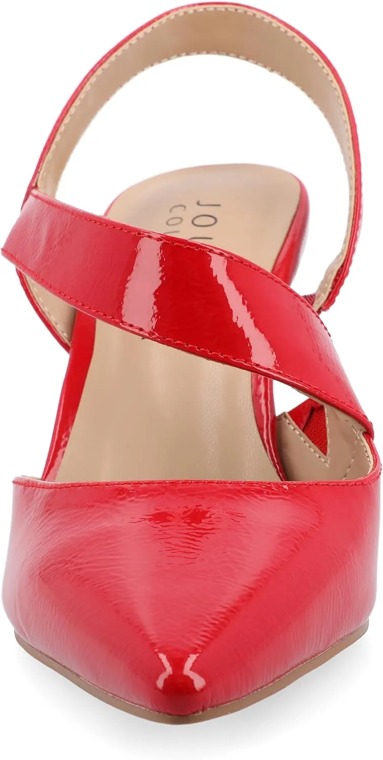 Journee Womens One Crossover Strap Stiletto Heel Pointed Toe Scarlett Comfort Foam Dress Pumps