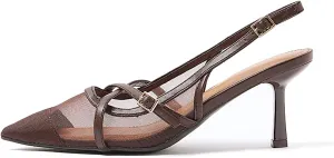 KaroNairy Kitten Heels for Women Pointed Toe Slingback Heels Closed Toe Wedding Dress Pumps with Buckles