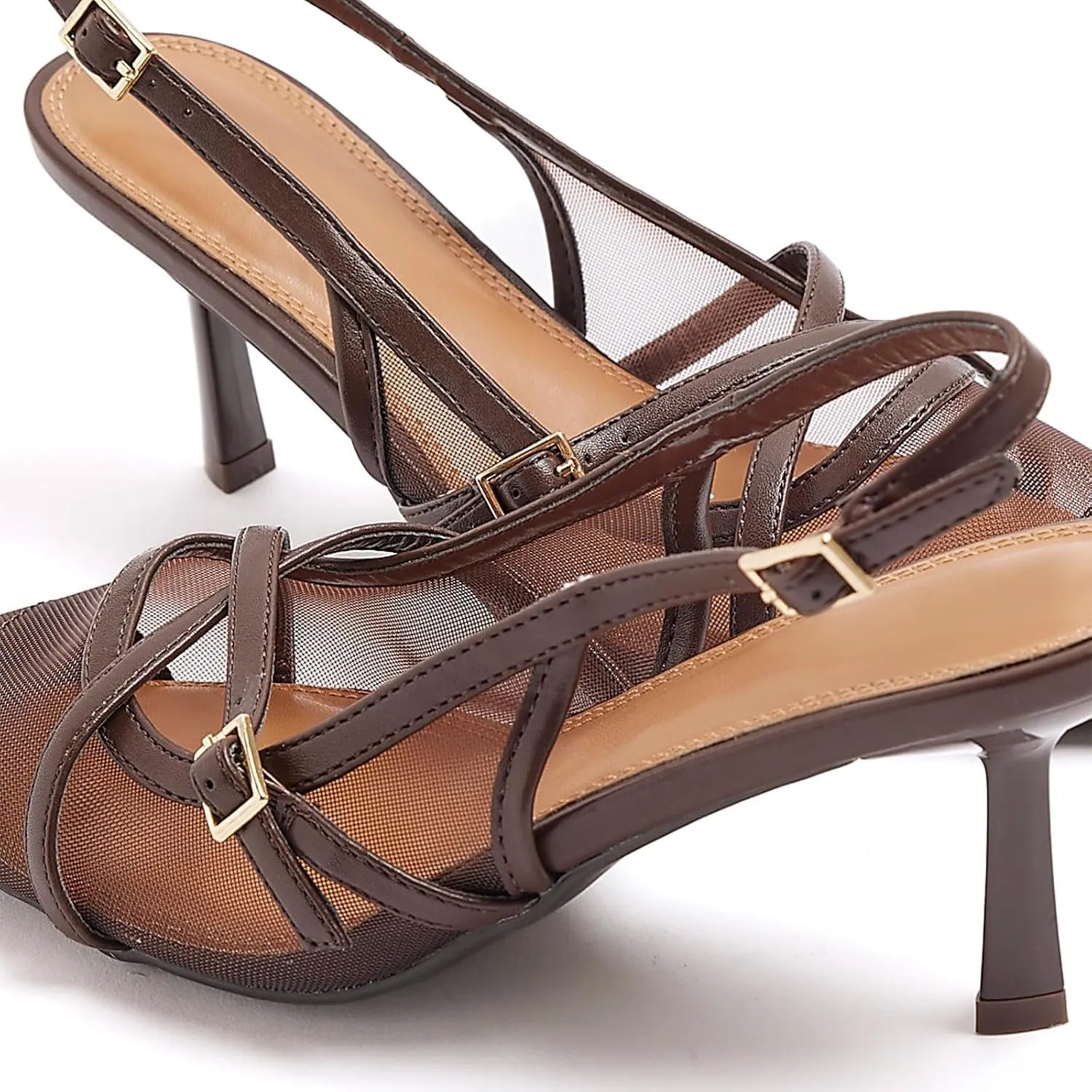 KaroNairy Kitten Heels for Women Pointed Toe Slingback Heels Closed Toe Wedding Dress Pumps with Buckles