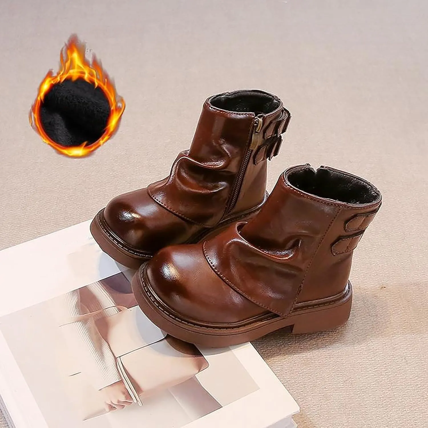Kids Girls Boys Short Ankle Boots Little Kid aterproof Outdoor Booties Leather Cozy Lightweight Sport Shoes