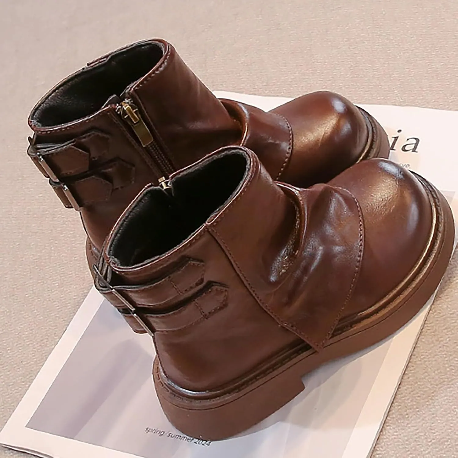 Kids Girls Boys Short Ankle Boots Little Kid aterproof Outdoor Booties Leather Cozy Lightweight Sport Shoes