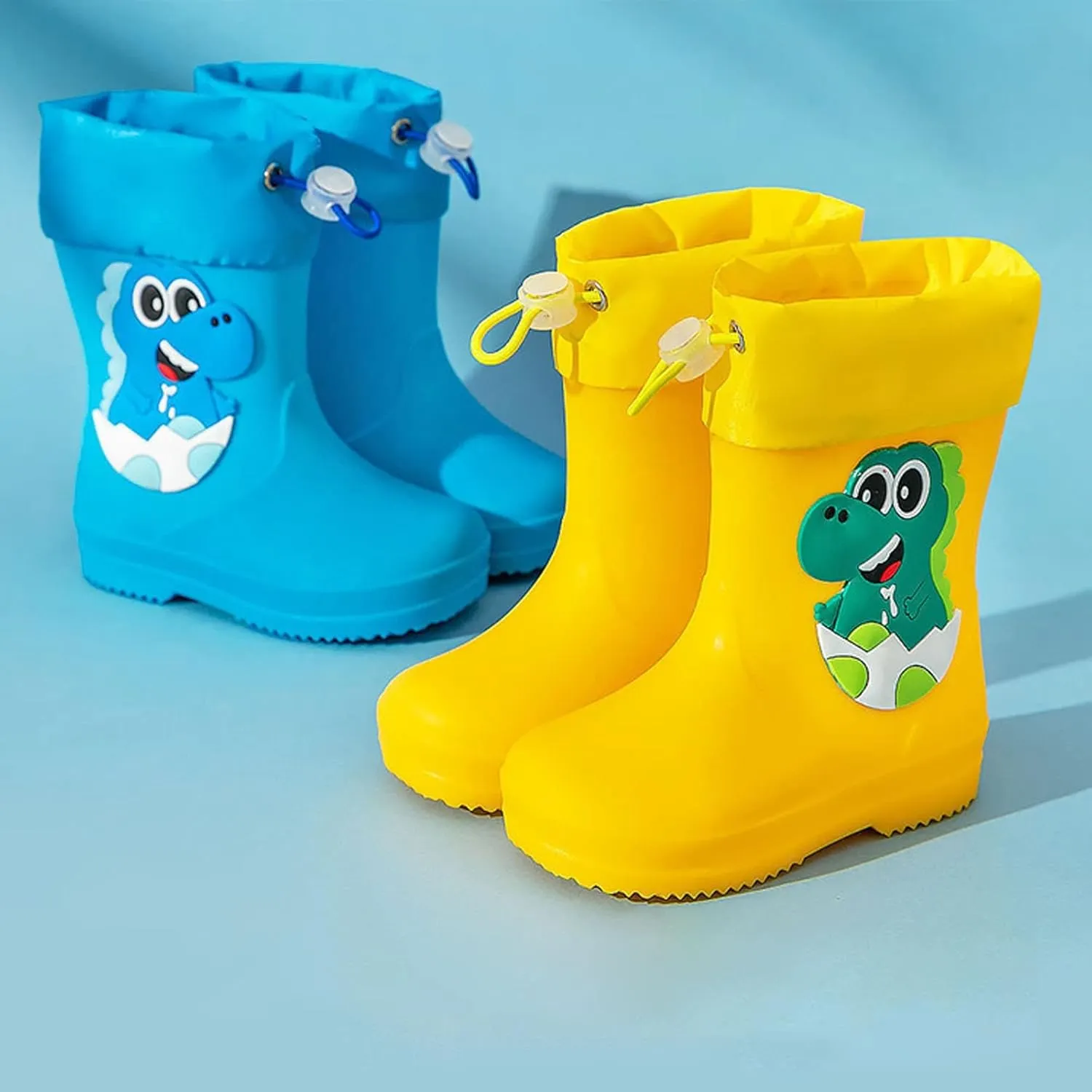 Kids Rain Boots Short Rain Boots for Kids Waterproof Anti-Slip Ankle Boots Lightweight Easy On with Outdoors