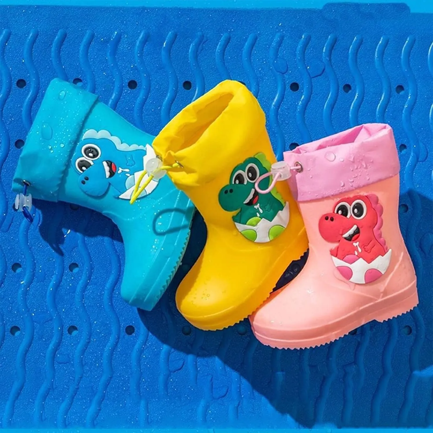 Kids Rain Boots Short Rain Boots for Kids Waterproof Anti-Slip Ankle Boots Lightweight Easy On with Outdoors
