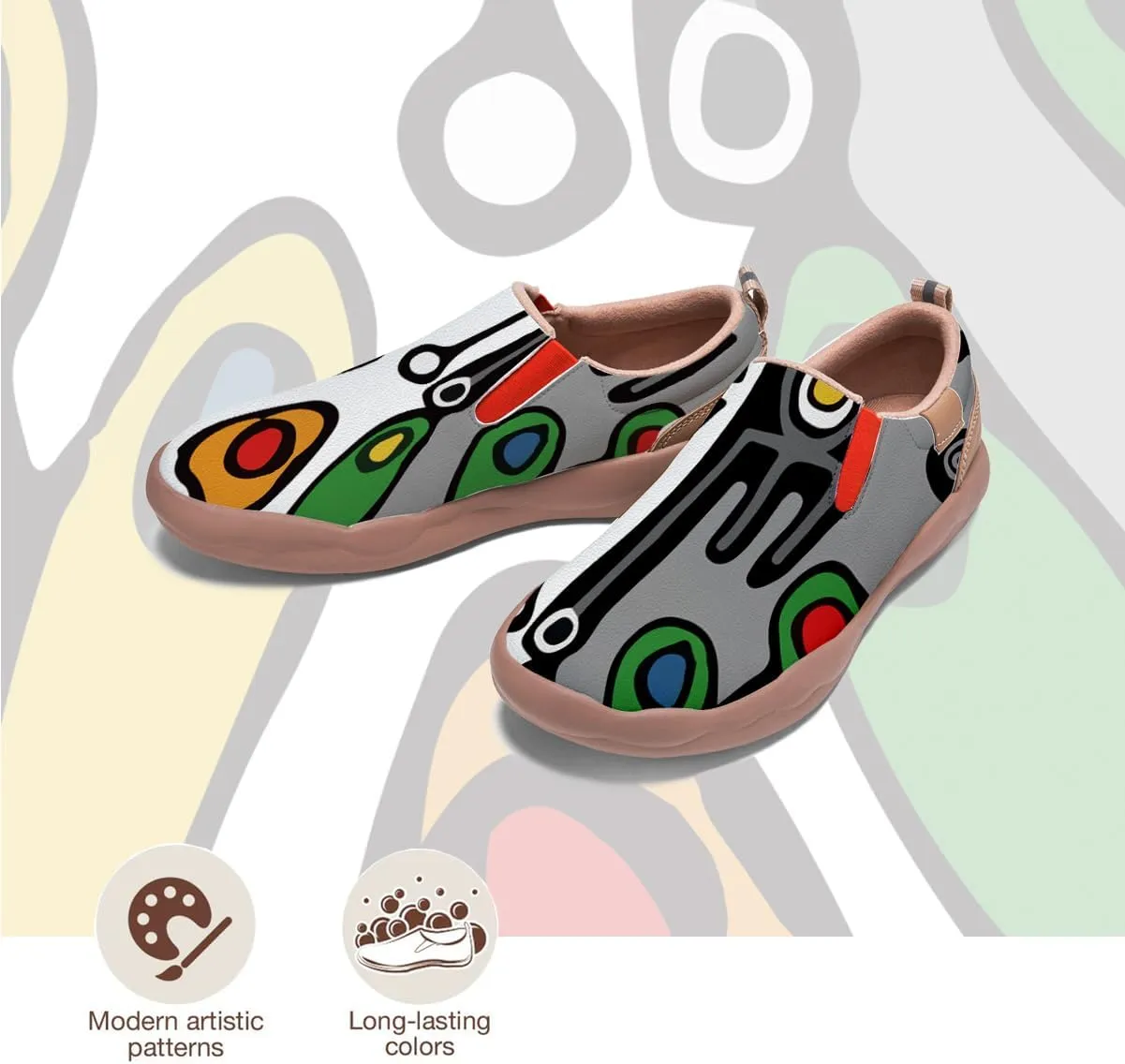 Kids Slip On Travel Shoes Boy Girl Loafers Casual Walking Lightweight Comfort Abstract Art Painted Sneakers (Big Kid/Little Kid/Toddler)