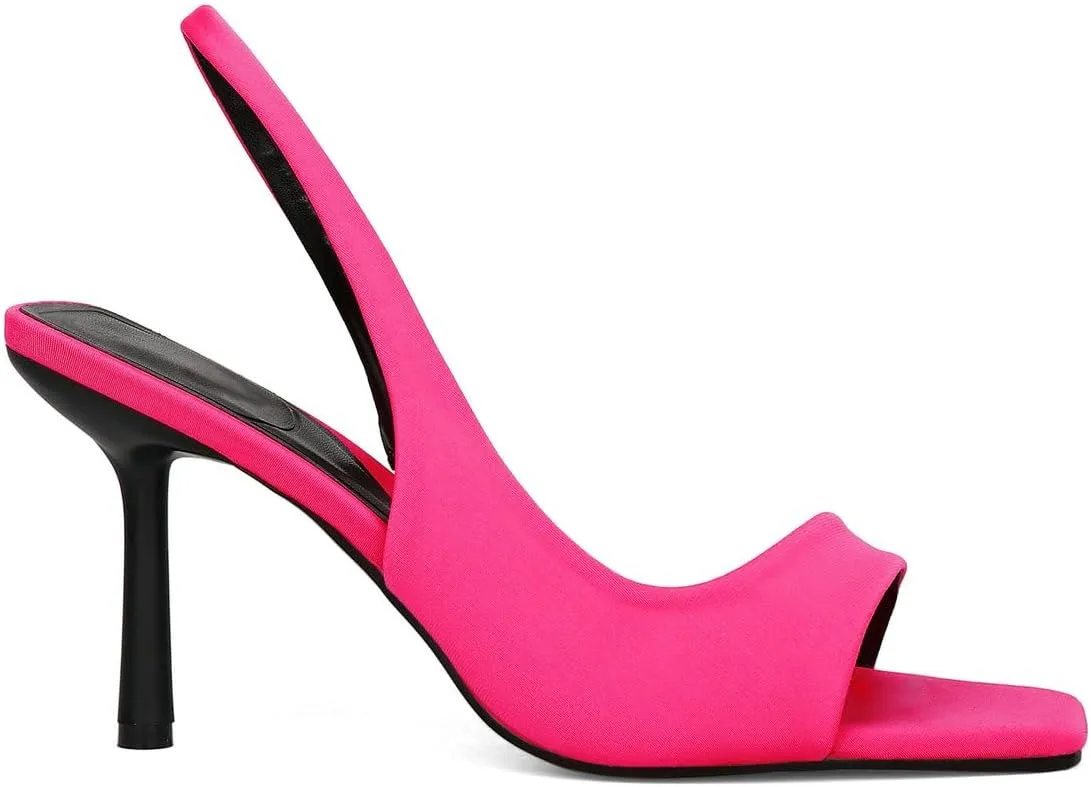 KOKOMOMO Open Toe Slingback Heels Square Toe Stiletto Heels Slingback Sandal Heels