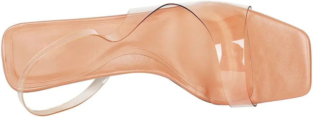 KOKOMOMO Open Toe Slingback Heels Square Toe Stiletto Heels Slingback Sandal Heels