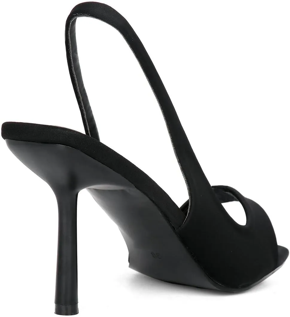 KOKOMOMO Open Toe Slingback Heels Square Toe Stiletto Heels Slingback Sandal Heels