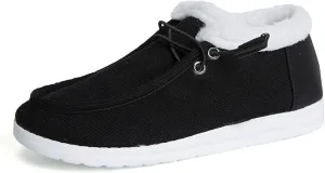 Ladmiple Boots for Women Ankle Booties with Fur Snow Boots Winter Warm Anti-Slip Outdoor Slip On Comfortable Warm Shoes