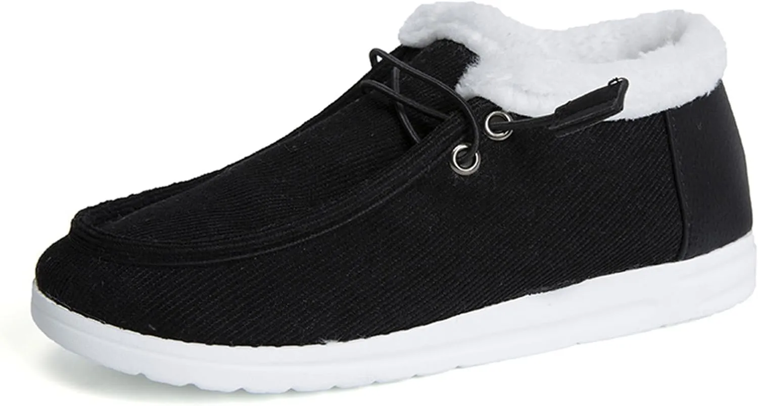 Ladmiple Boots for Women Ankle Booties with Fur Snow Boots Winter Warm Anti-Slip Outdoor Slip On Comfortable Warm Shoes