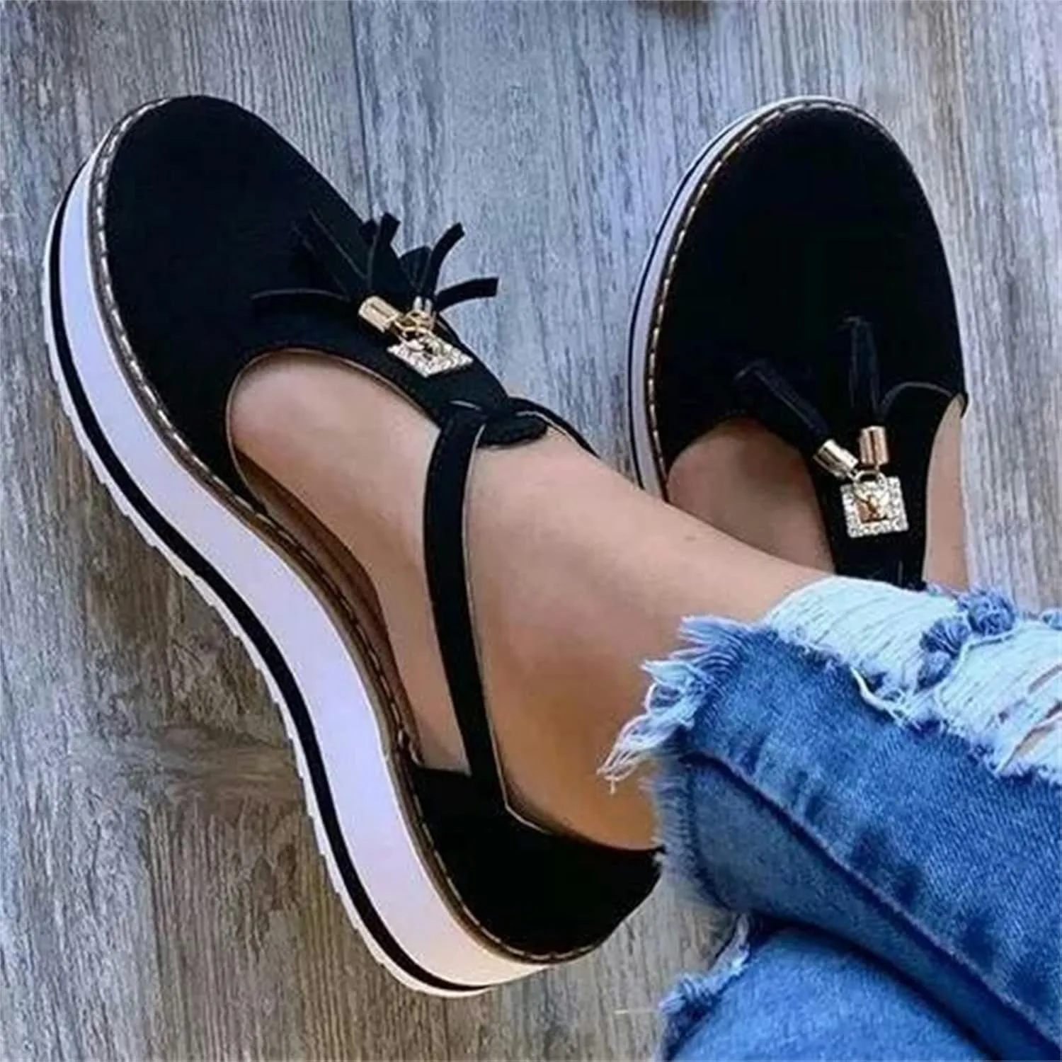 Ladmiple Shoes For Women Sneakers Slip Ons Comfort Casual Canvas Shoes Summer Fashion Platform Walking Flats Loafers