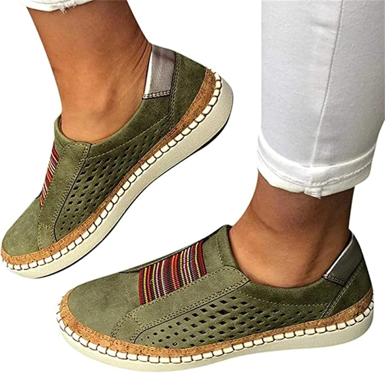 Ladmiple Shoes For Women Sneakers Slip Ons Comfort Casual Canvas Shoes Summer Fashion Platform Walking Flats Loafers