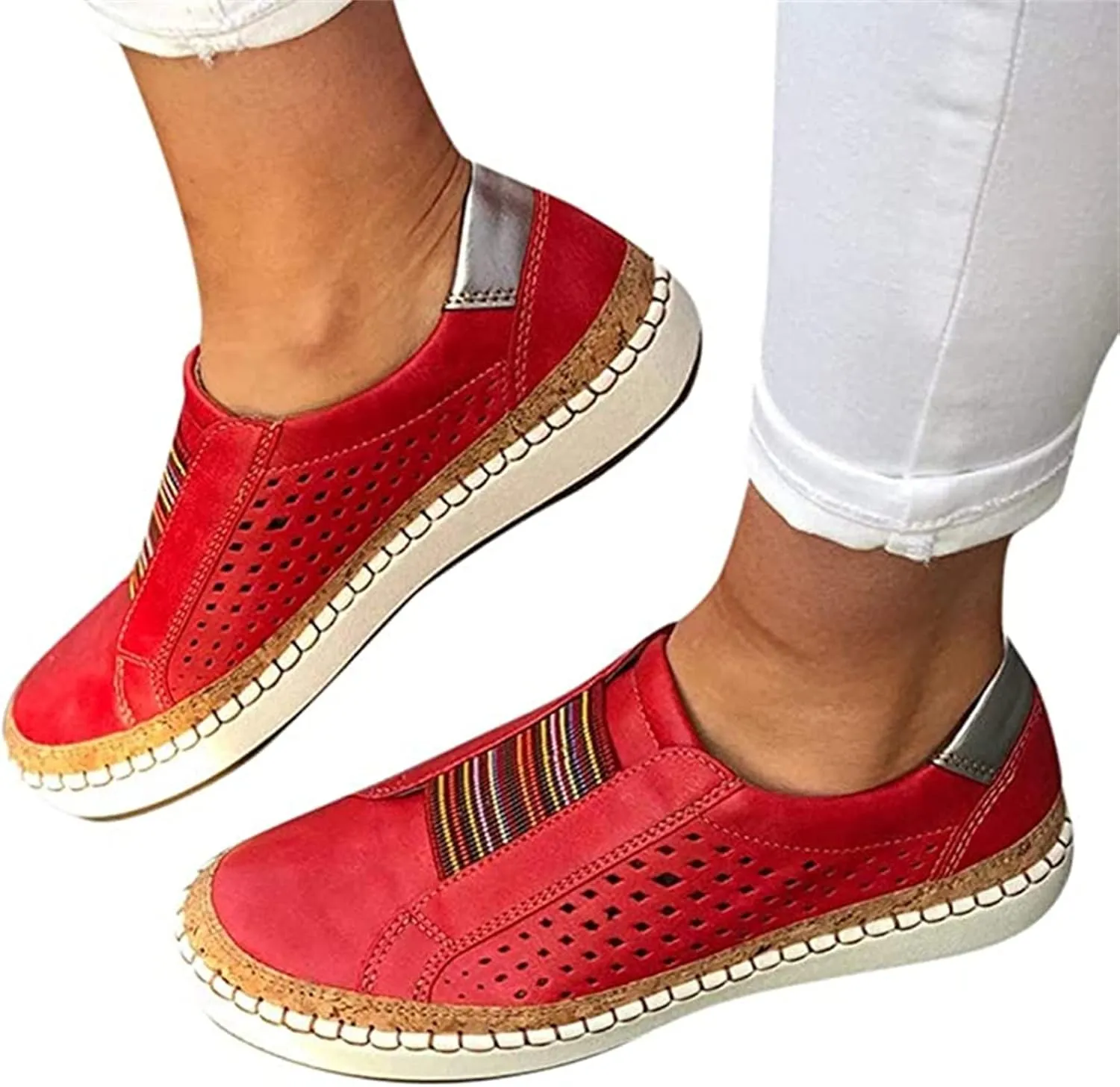 Ladmiple Shoes For Women Sneakers Slip Ons Comfort Casual Canvas Shoes Summer Fashion Platform Walking Flats Loafers
