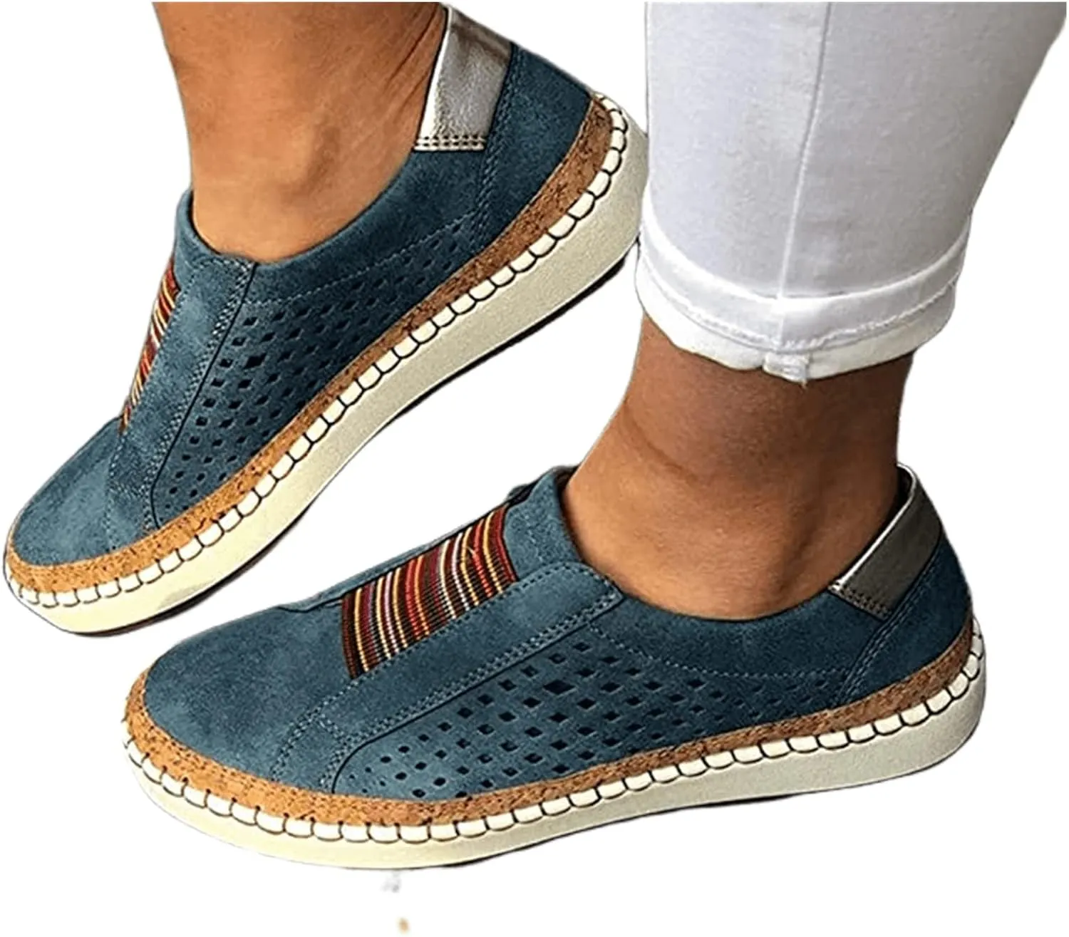 Ladmiple Shoes For Women Sneakers Slip Ons Comfort Casual Canvas Shoes Summer Fashion Platform Walking Flats Loafers
