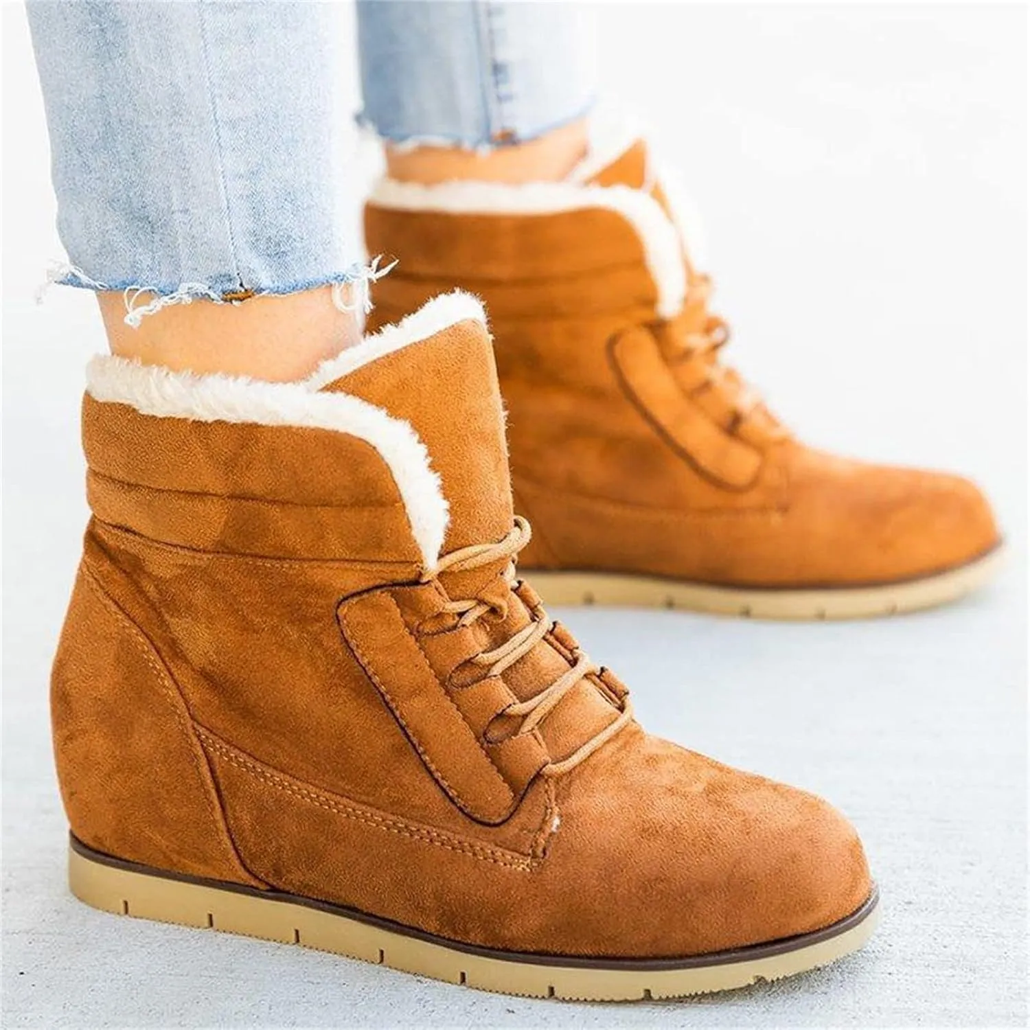 Ladmiple Snow Boots For Women Slip On Winter Warm Ankle Booties Fashion Fur Lined Thickening Outdoor Walking Shoes Sneakers