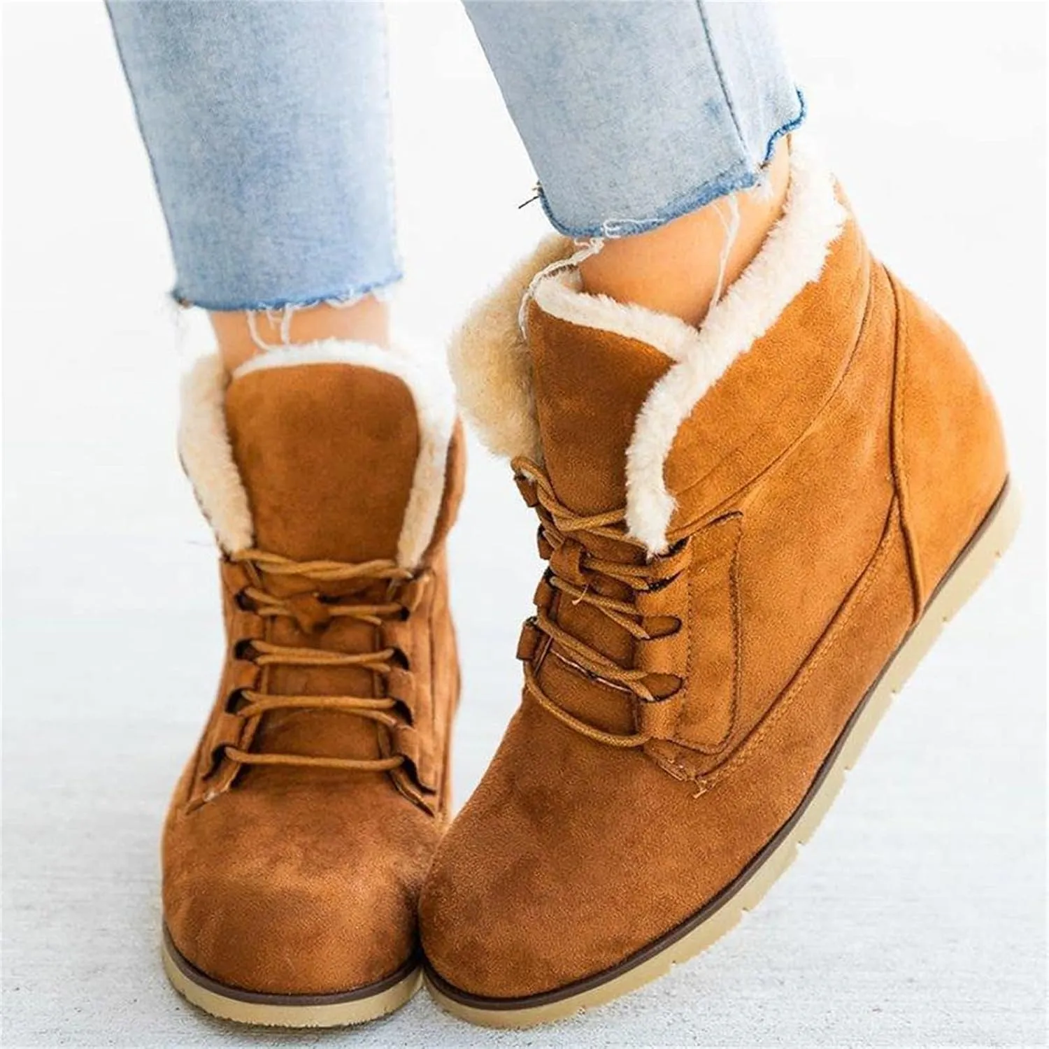 Ladmiple Snow Boots For Women Slip On Winter Warm Ankle Booties Fashion Fur Lined Thickening Outdoor Walking Shoes Sneakers