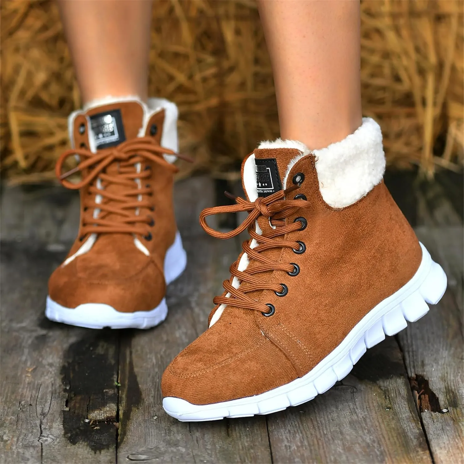 Ladmiple Snow Boots For Women Slip On Winter Warm Ankle Booties Outdoor Fur Lined Comfortable Fashion Casual Walking Shoes