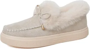 Ladmiple Snow Boots For Women Wide Width Winter Warm Booties Fur Lined Anti-Slip Outdoor Comfort Lace Up Ankle Booties
