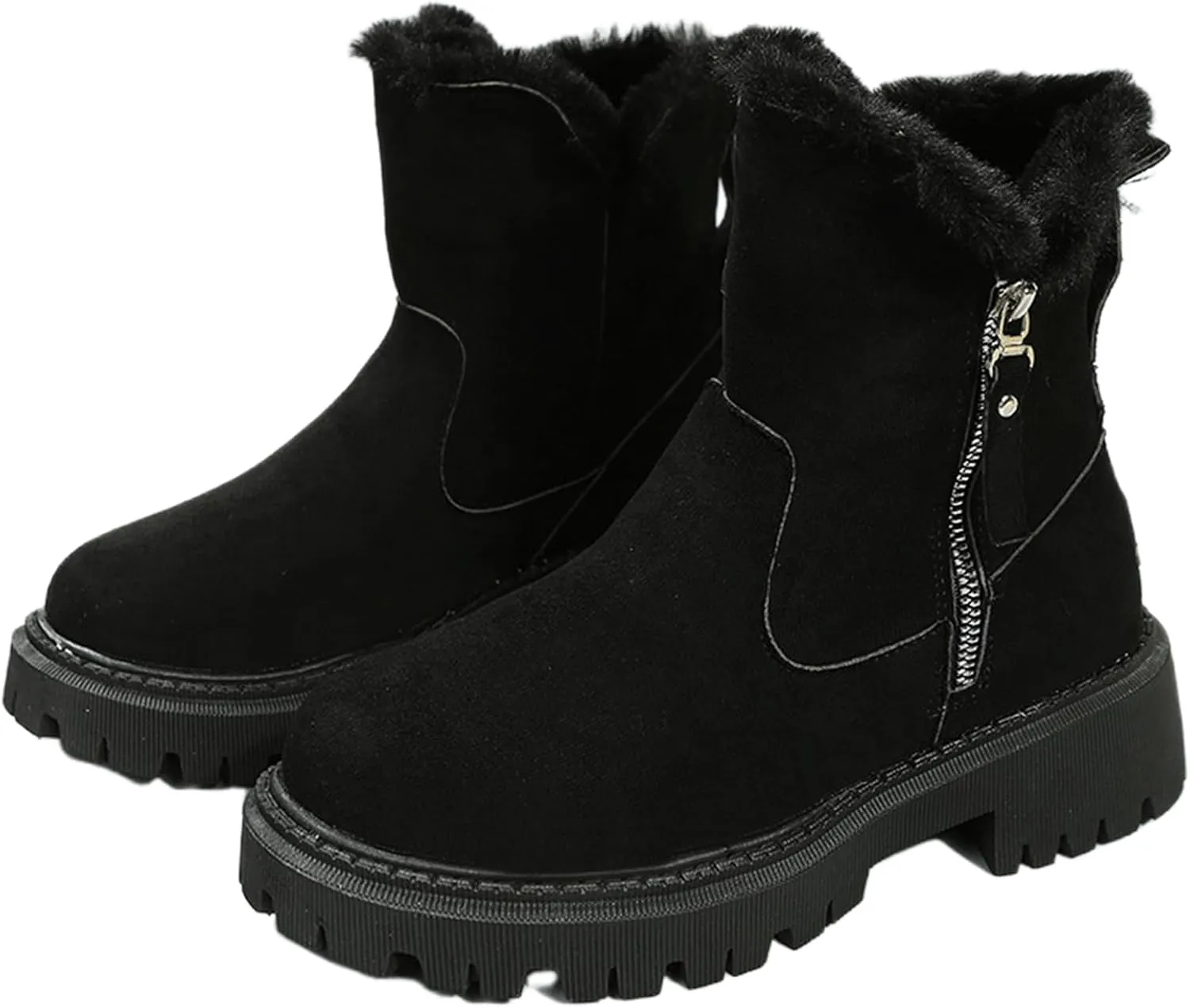 Ladmiple Trending Winter Boots For Women 2024 Warm Fur Lined Snow Boots Outdoor Short Ankle Booties Slip On Loafers Shoes