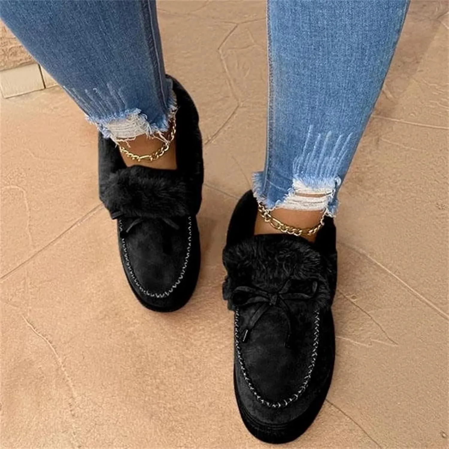 Ladmiple Winter Boots For Women 2023 Snow Warm Ankle Booties Slip On Outdoor Fur Lined Comfortable Fashion Walking Shoes