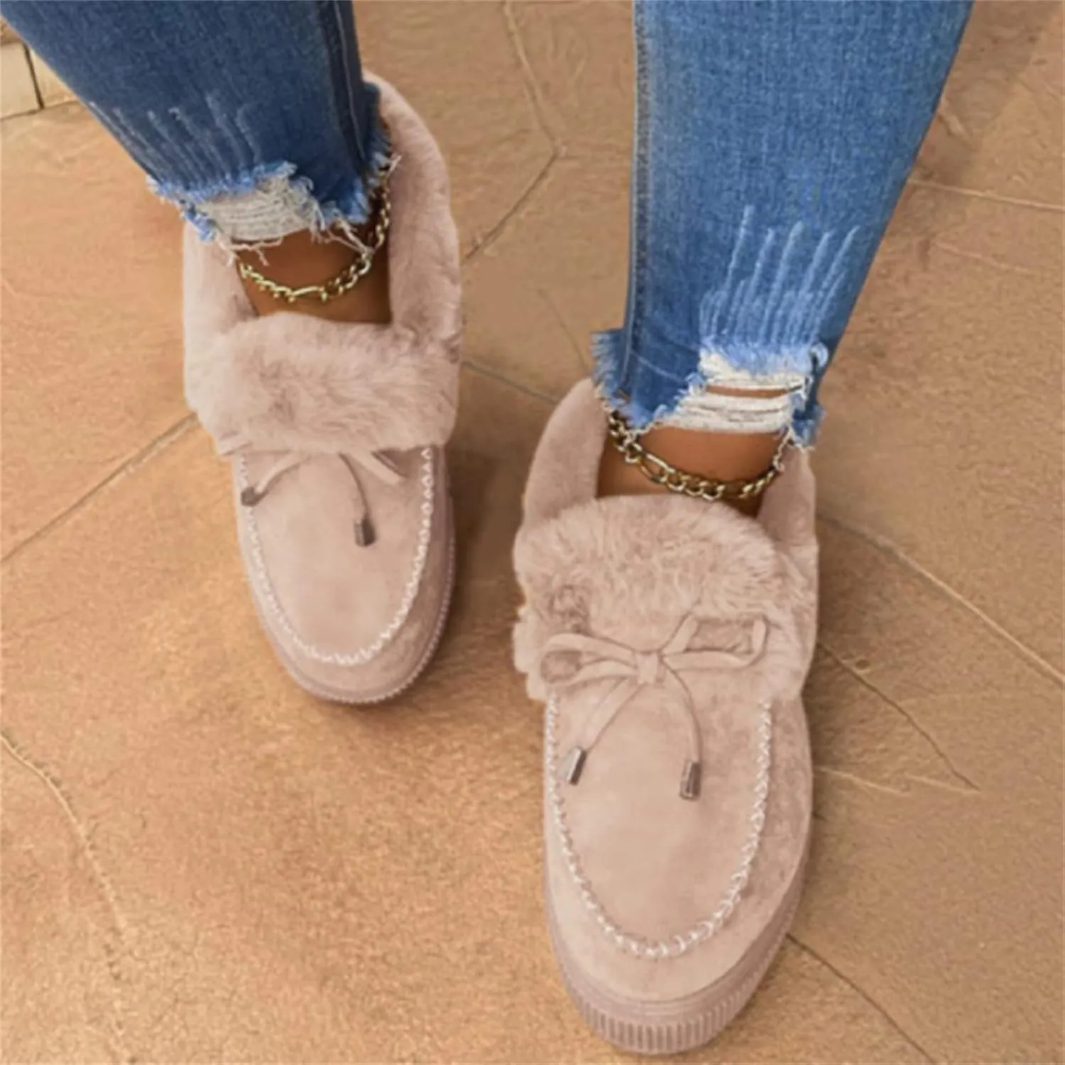 Ladmiple Winter Boots For Women 2023 Snow Warm Ankle Booties Slip On Outdoor Fur Lined Comfortable Fashion Walking Shoes