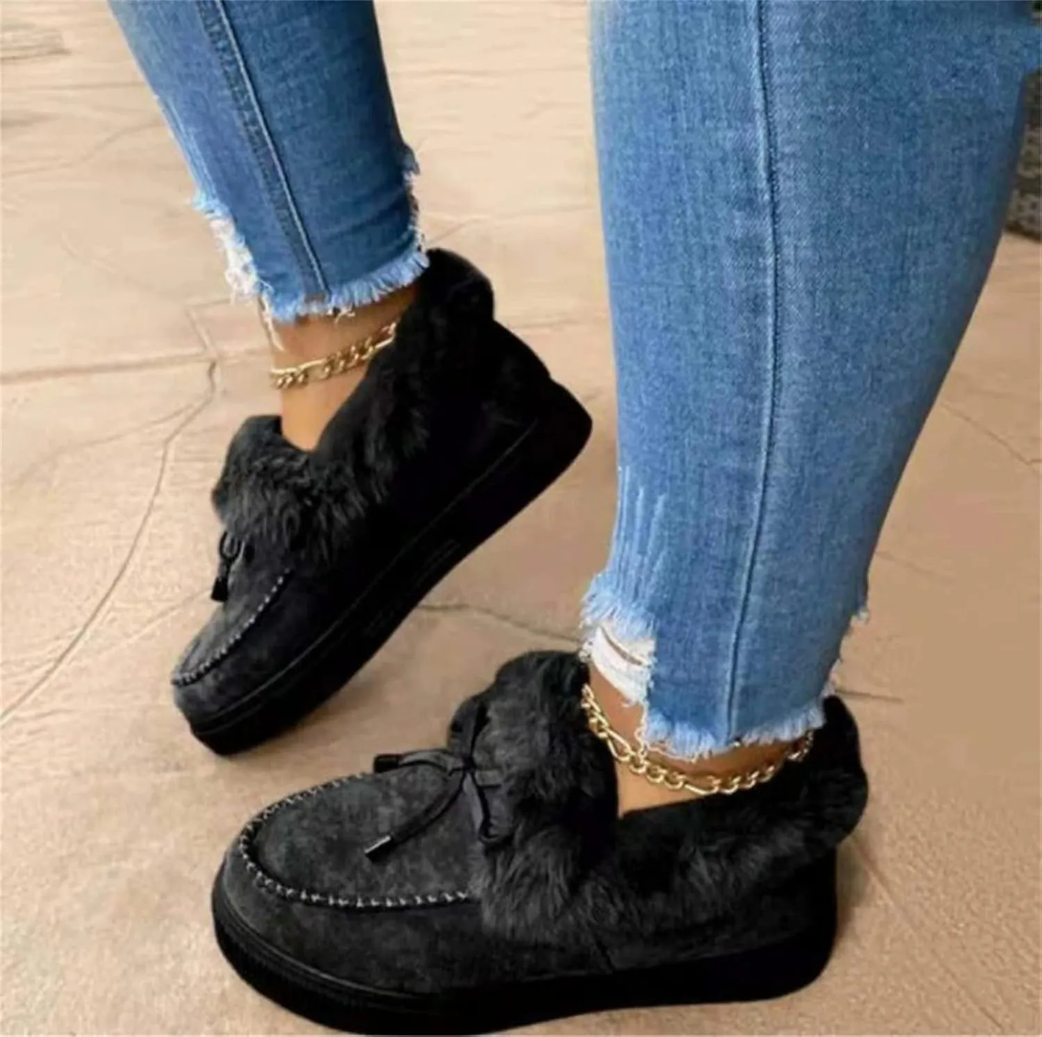 Ladmiple Winter Boots For Women 2023 Snow Warm Ankle Booties Slip On Outdoor Fur Lined Comfortable Fashion Walking Shoes