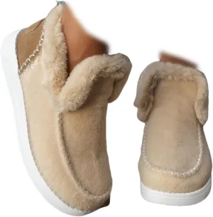 Ladmiple Winter Boots For Women 2024 Dressy Snow Boots Warm Ankle Booties Comfortable Slip On Outdoor Fur Lined Loafers Shoes