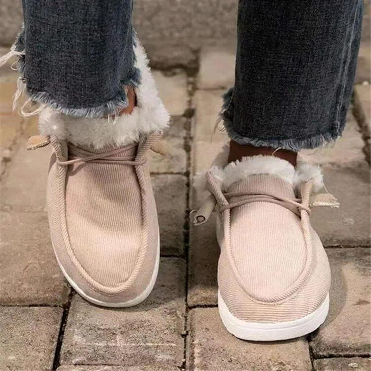 Ladmiple Winter Boots For Women Warm Snow Boots Classic Faux Fur Lined Slip On Ankle Booties Fashion Casual Loafers Shoes