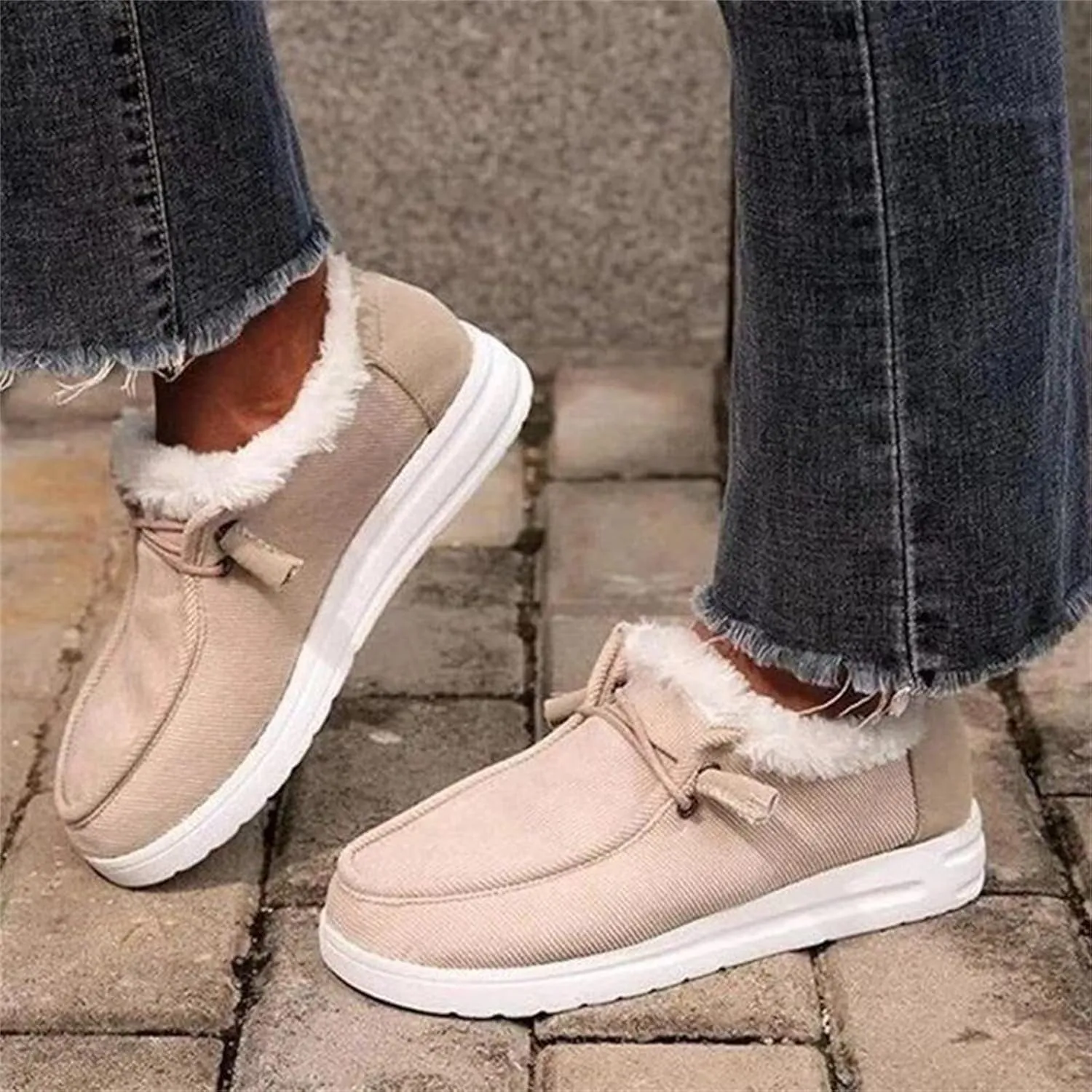 Ladmiple Winter Boots For Women Warm Snow Boots Classic Faux Fur Lined Slip On Ankle Booties Fashion Casual Loafers Shoes