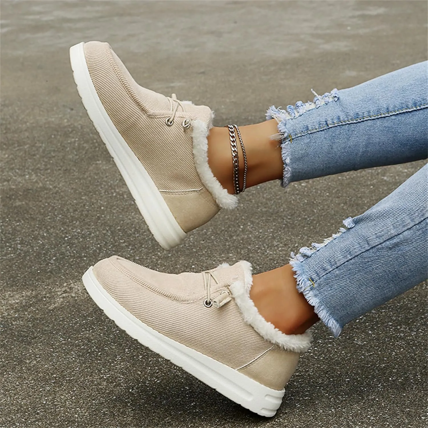 Ladmiple Winter Boots For Women Warm Snow Boots Classic Faux Fur Lined Slip On Ankle Booties Fashion Casual Loafers Shoes