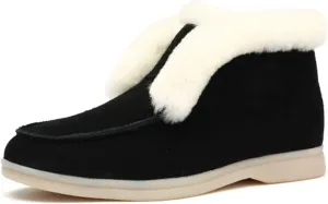 Ladmiple Winter Boots For Women With Fur Lined Warm Snow Boots Outdoor Fashion Comfortable Slip On Short Ankle Booties