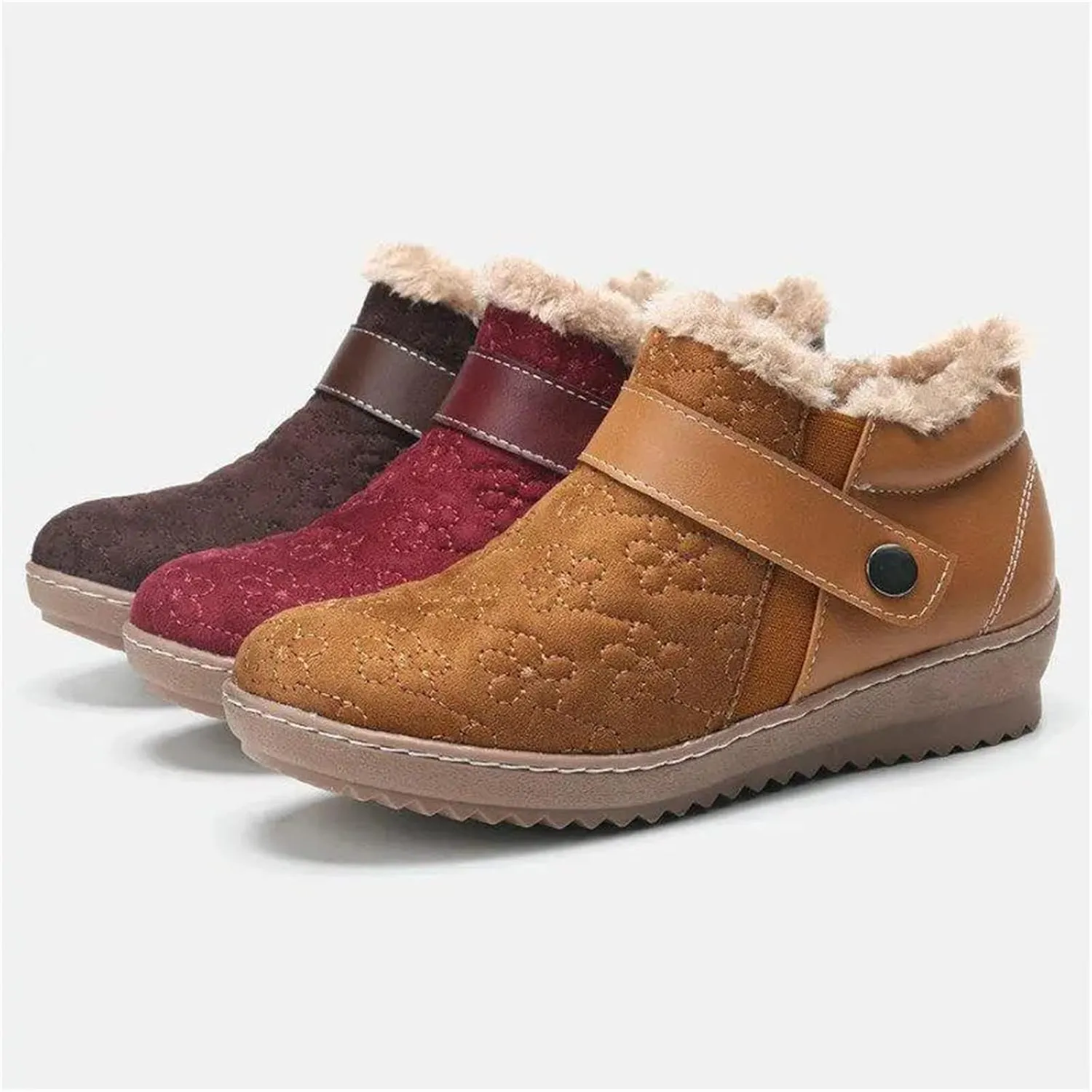 Lausiuoe Snow Boots For Women Cute Wide Calf Warm Winter Fuzzy Ankle Booties Silp On Comfortable Casual Fashion Loafers