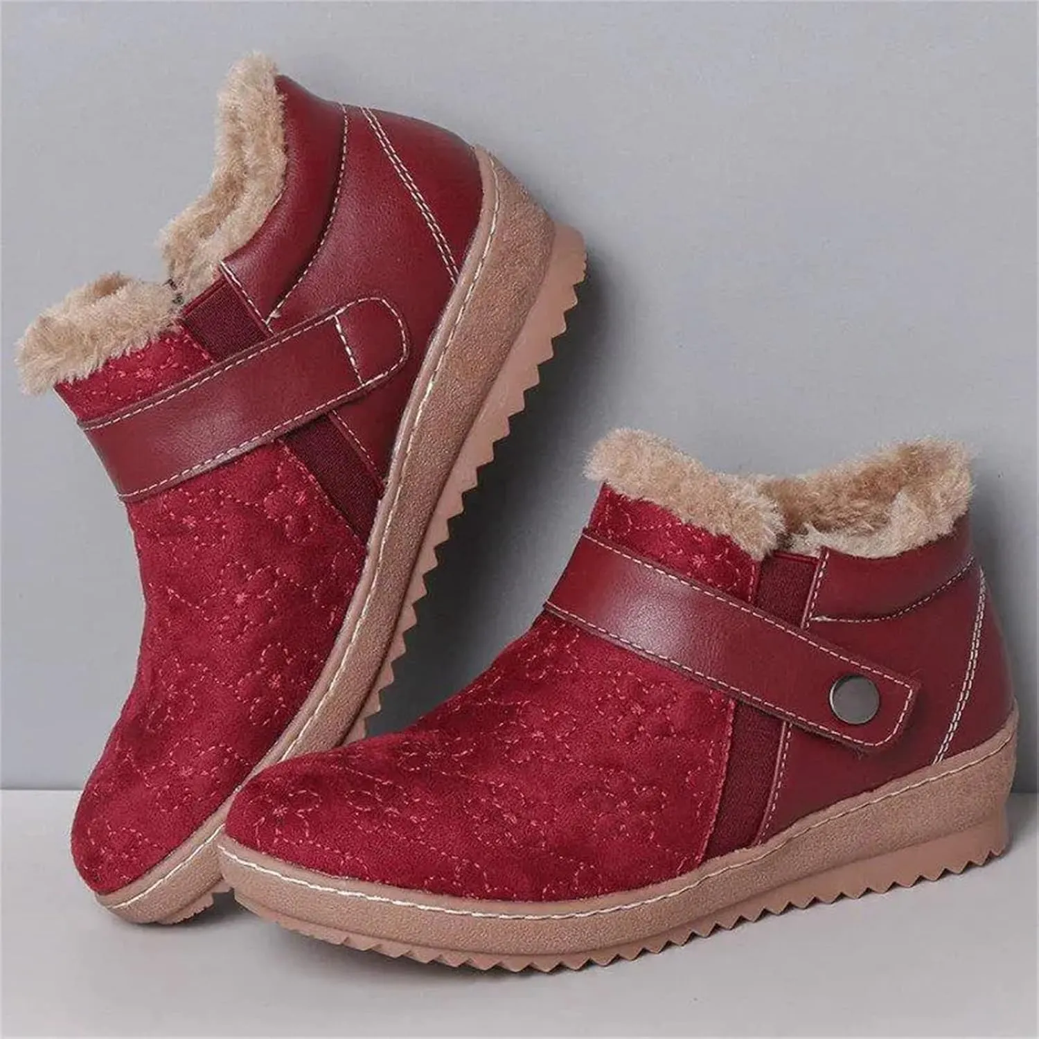 Lausiuoe Snow Boots For Women Cute Wide Calf Warm Winter Fuzzy Ankle Booties Silp On Comfortable Casual Fashion Loafers