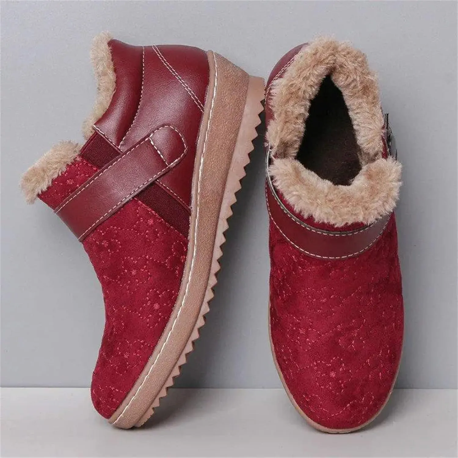 Lausiuoe Snow Boots For Women Cute Wide Calf Warm Winter Fuzzy Ankle Booties Silp On Comfortable Casual Fashion Loafers
